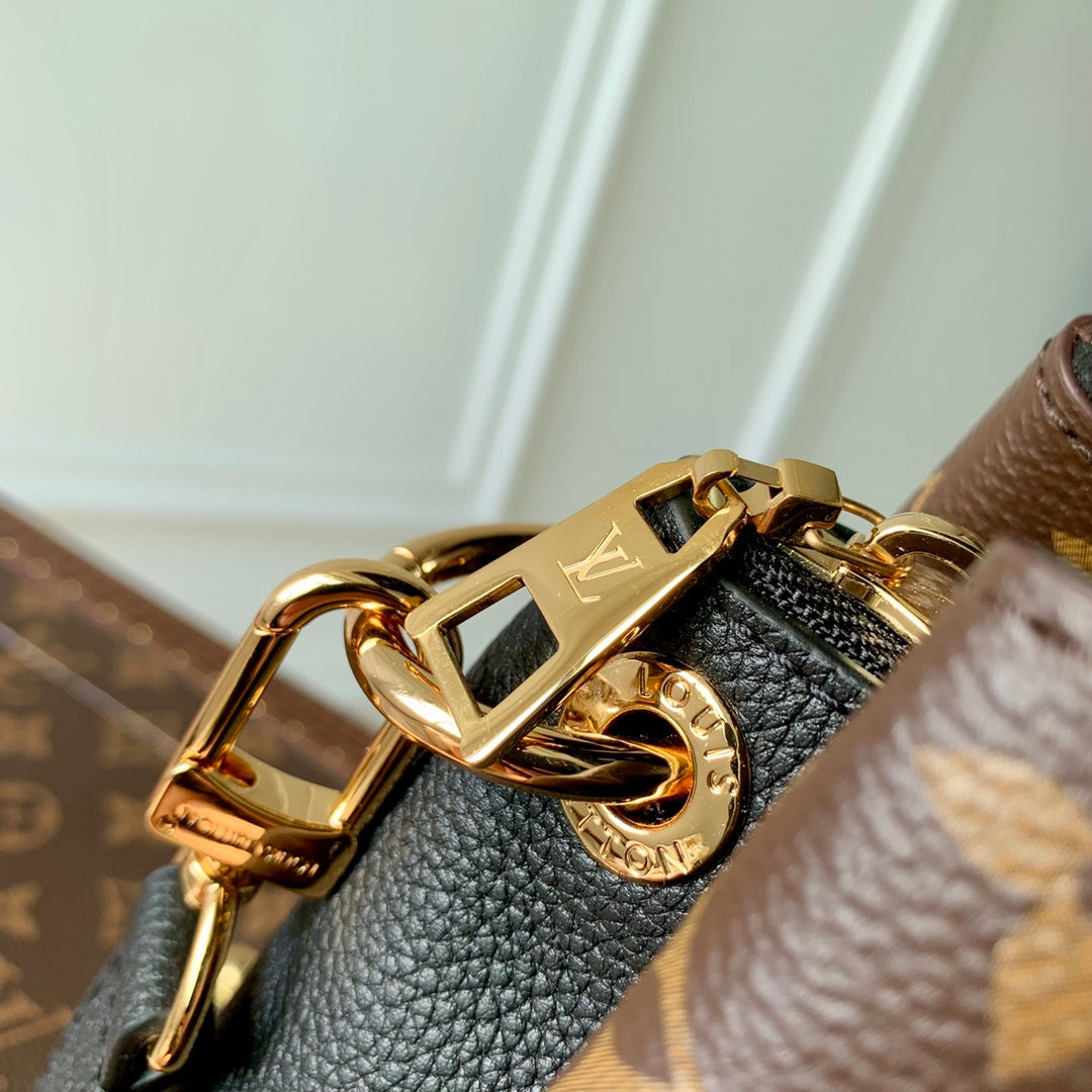 Louis Vuitton Brown Monogram Canvas Satchel Bag with Leather Handles
