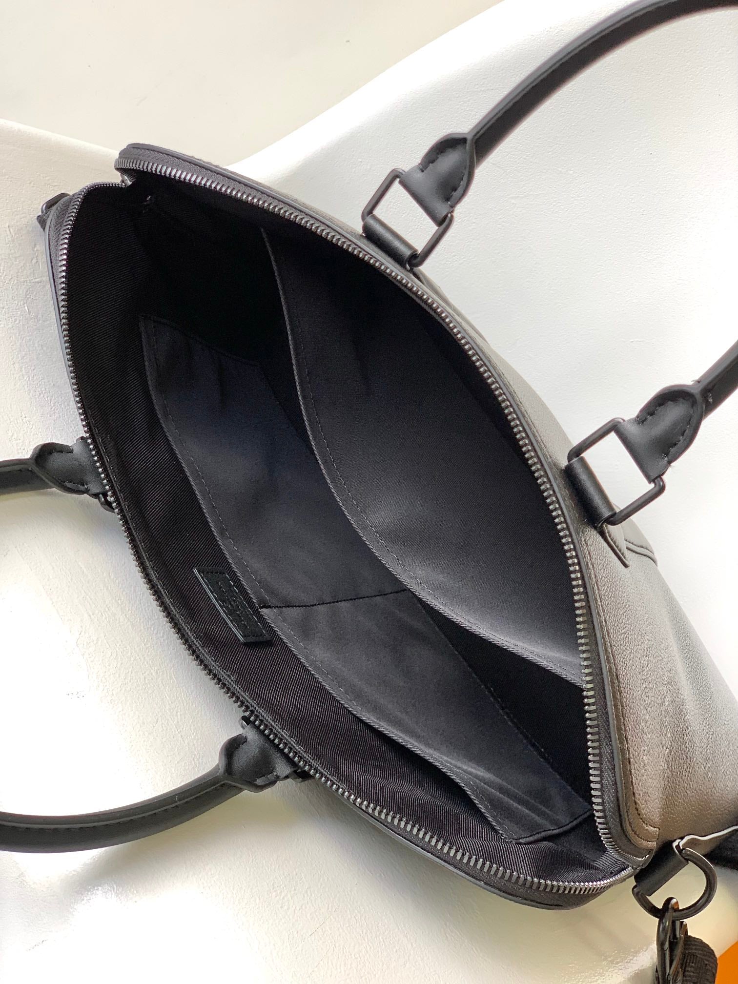 Louis Vuitton Modern Black Leather Briefcase Laptop Bag with Shoulder Strap