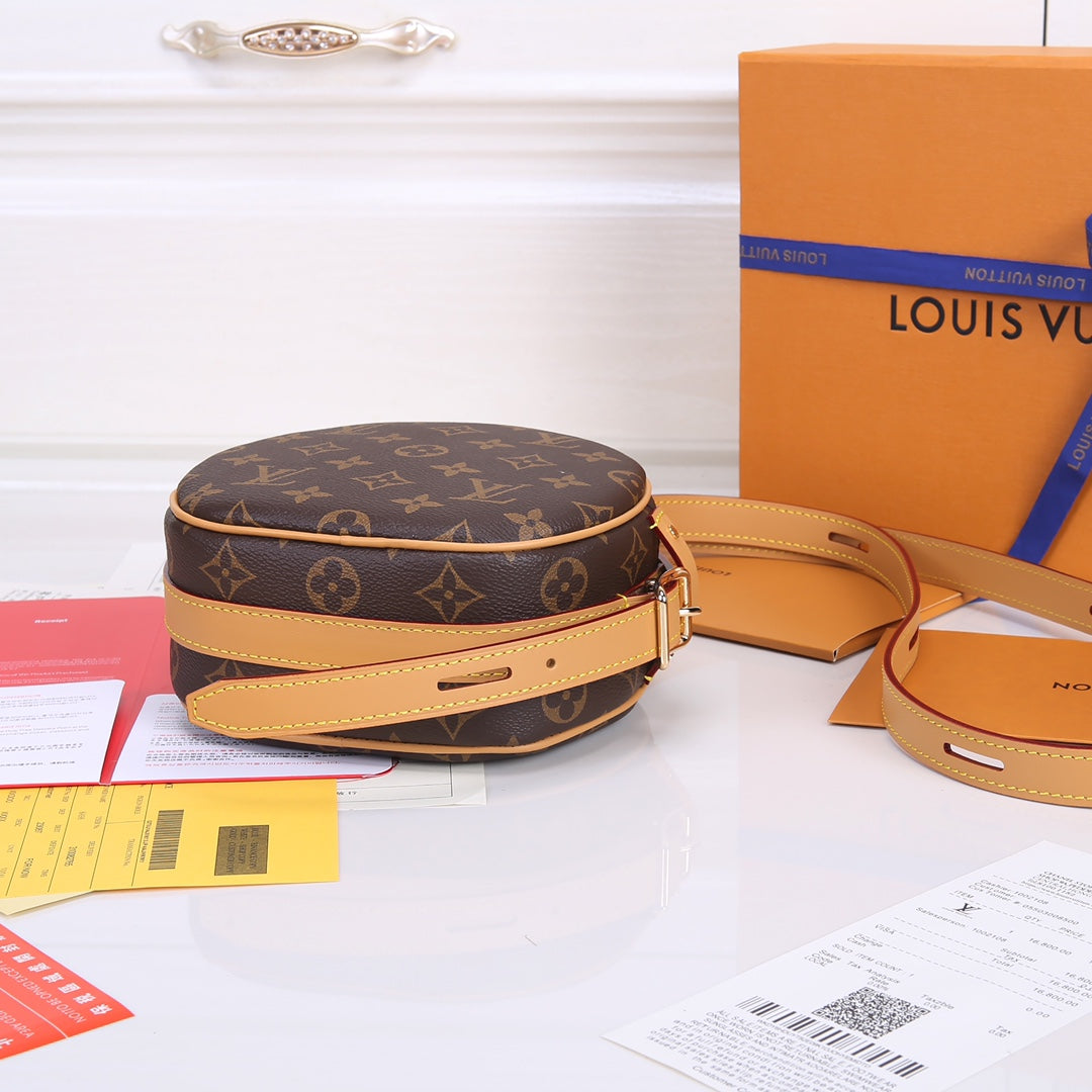 Louis Vuitton Vintage Brown Monogram Round Crossbody Shoulder Bag