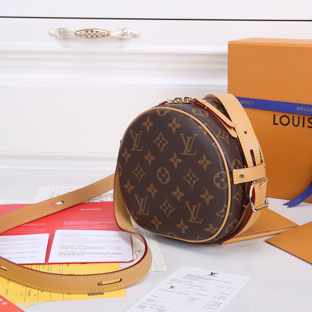 Louis Vuitton Vintage Brown Monogram Round Crossbody Shoulder Bag