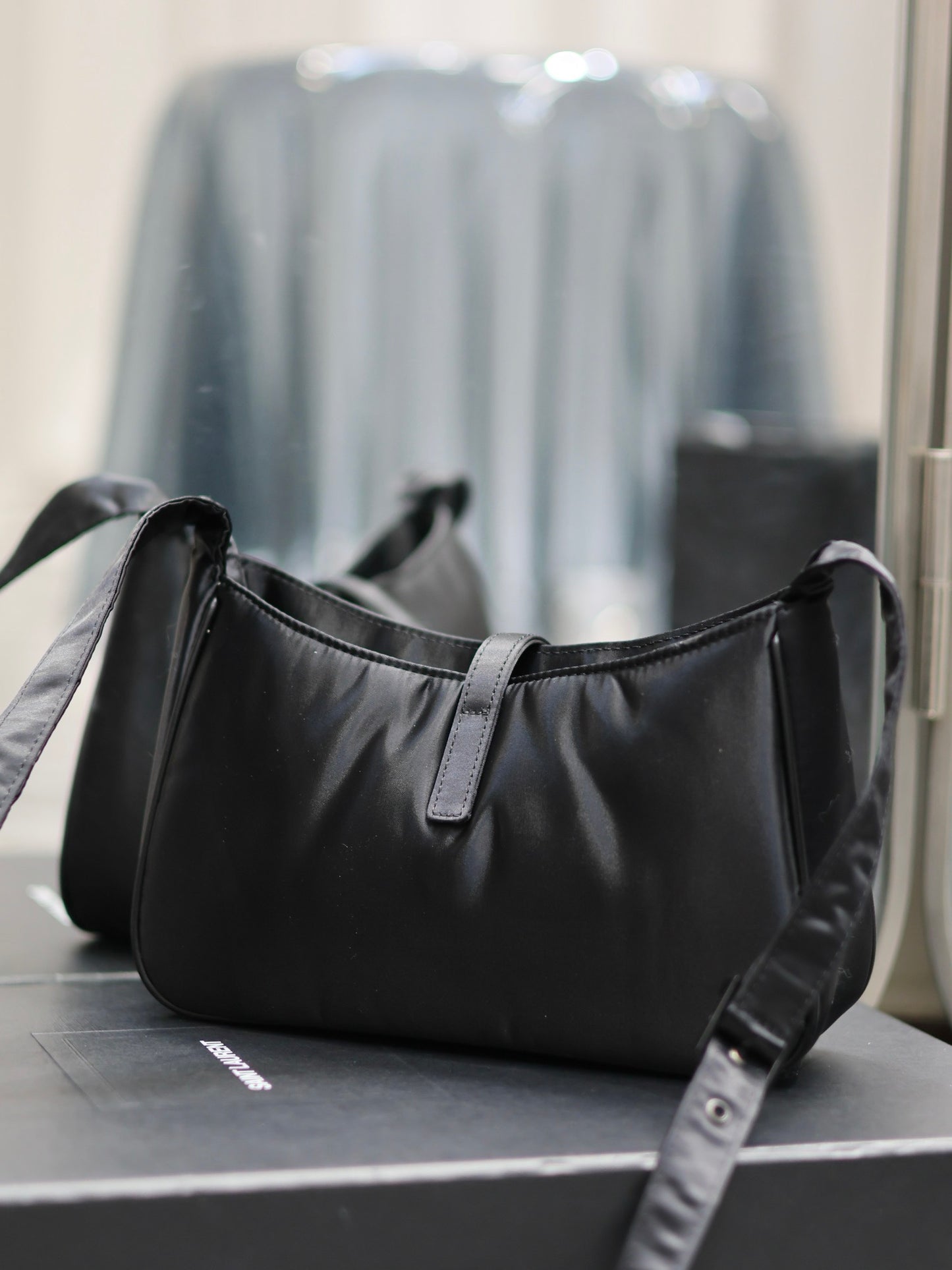 Elegant Black Faux Leather Small Crossbody Shoulder Bag