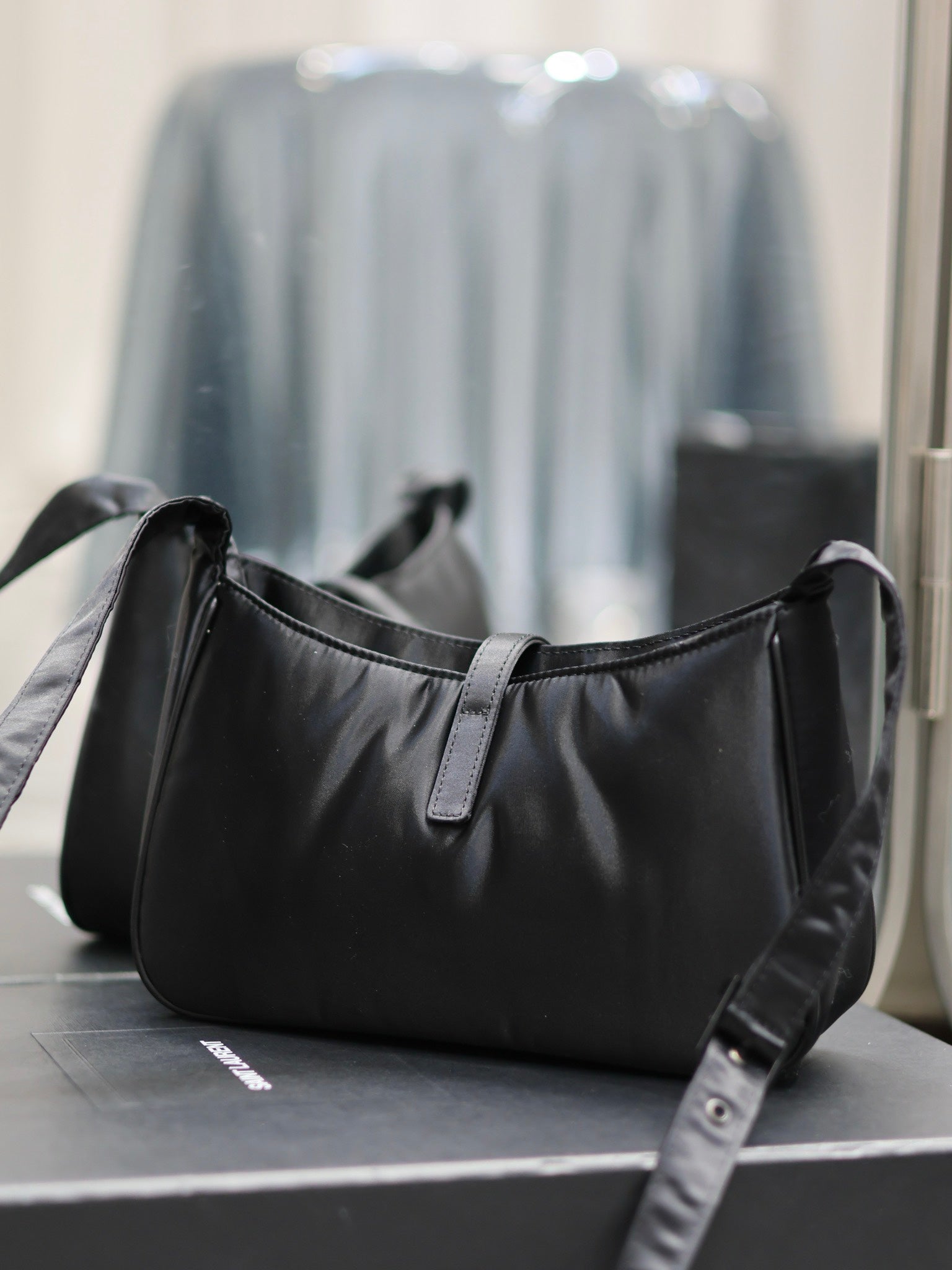 Elegant Black Faux Leather Small Crossbody Shoulder Bag
