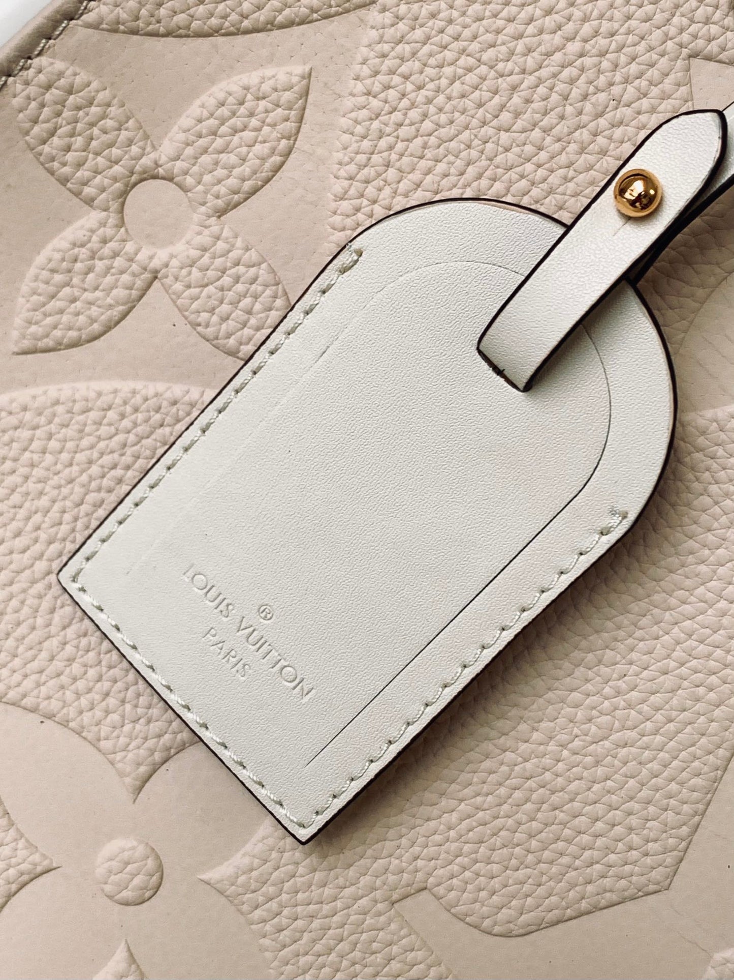 Louis Vuitton Onthego MM Monogram Empreinte Leather Tote Bag - Cream