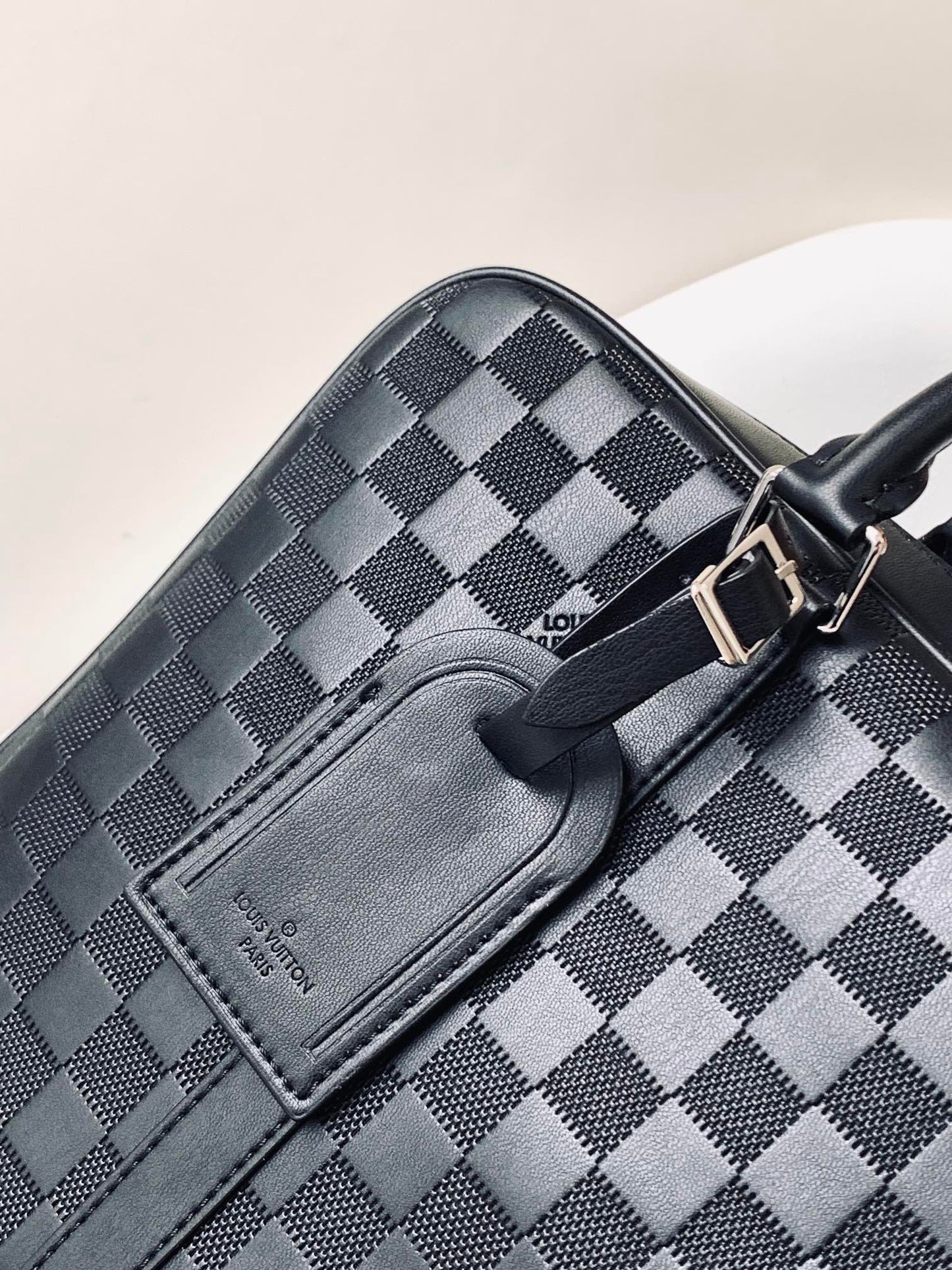Louis Vuitton Black Checkerboard Pattern Leather Business Briefcase Bag