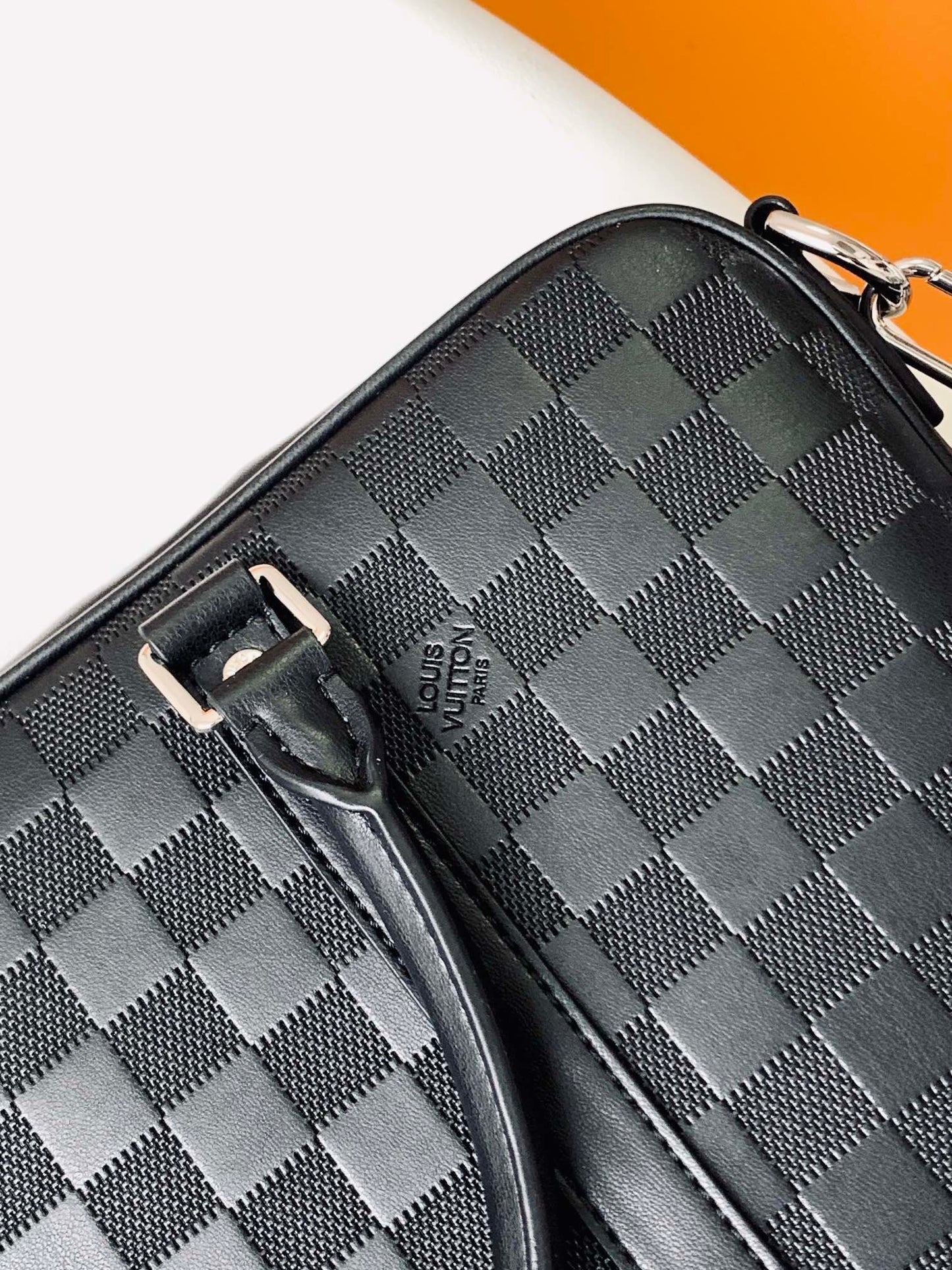 Louis Vuitton Black Checkerboard Pattern Leather Business Briefcase Bag
