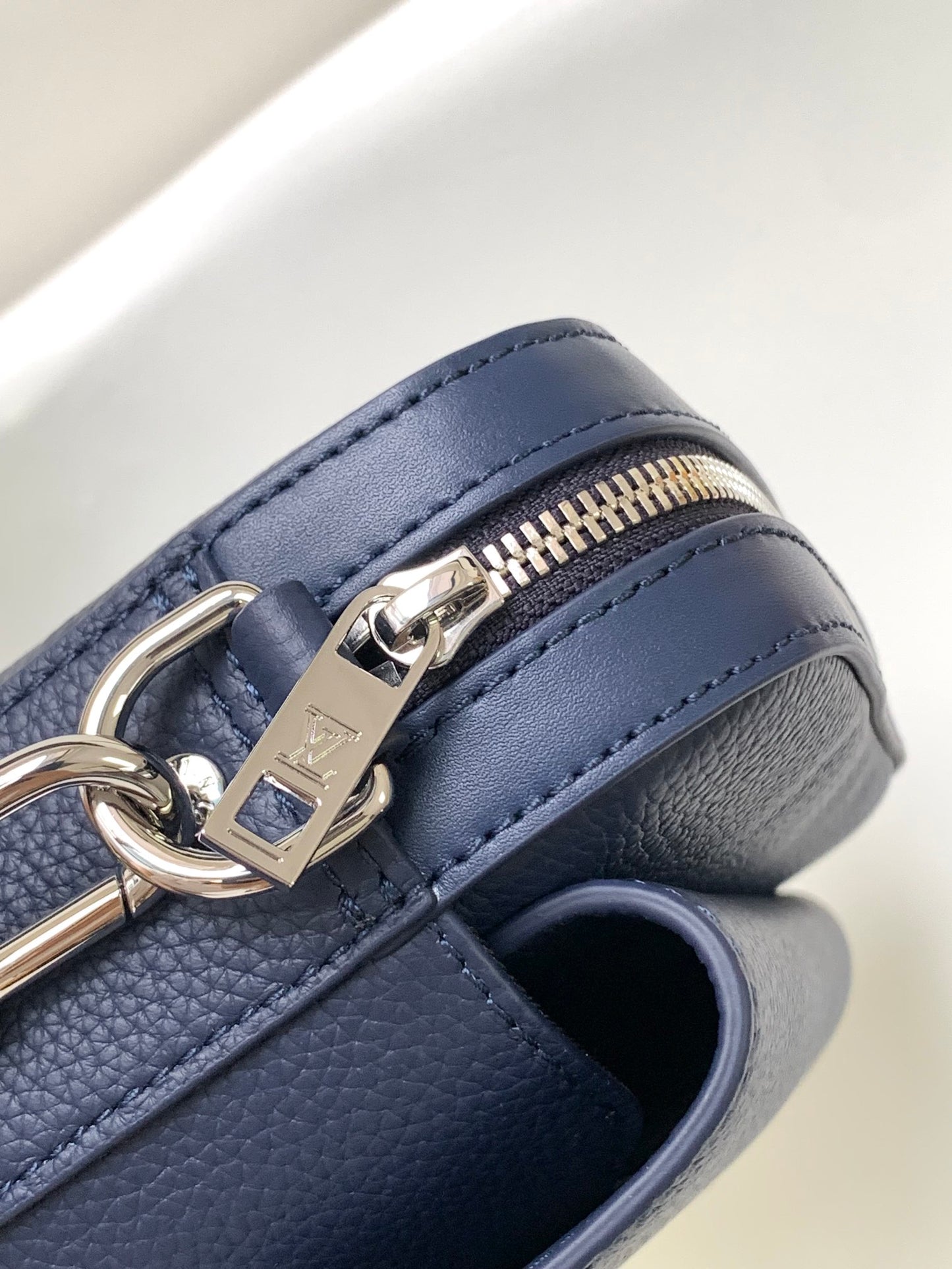 Louis Vuitton Navy Blue Compact Crossbody Messenger Bag with Wide Strap