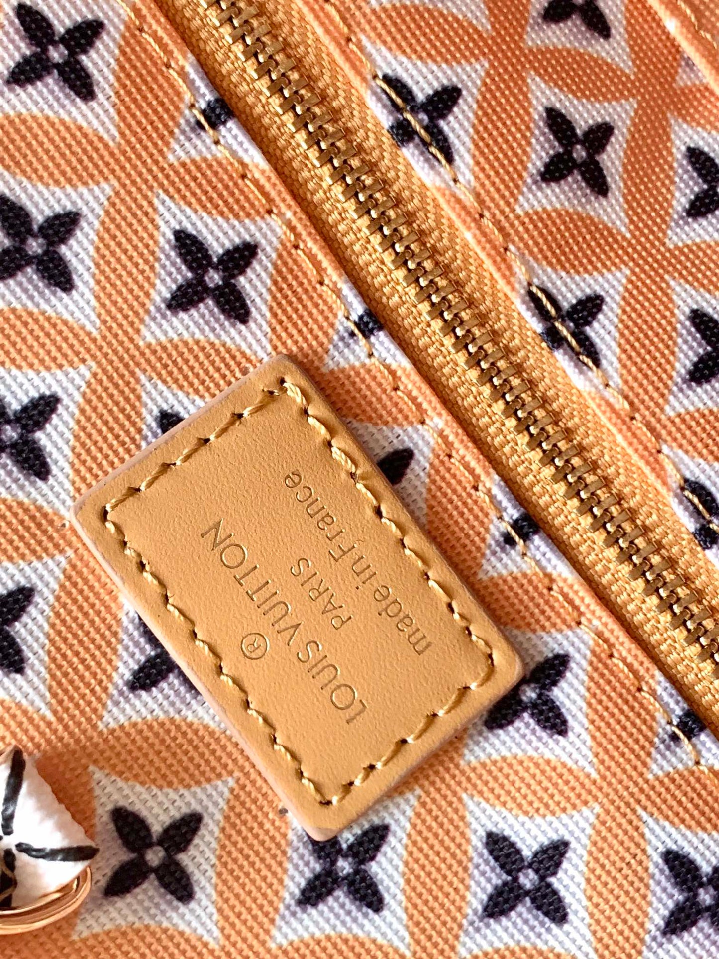 Louis Vuitton Luxury Cream Monogram Leather Tote Bag with Patterned Handles