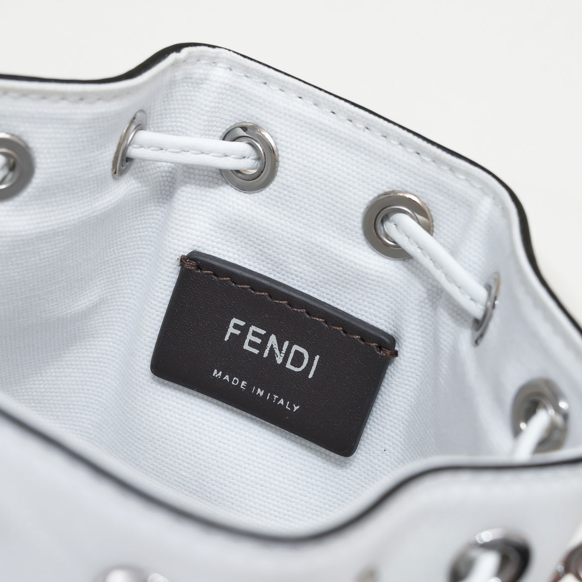 Fendi Mon Tresor Black and White FF Canvas Bucket Bag