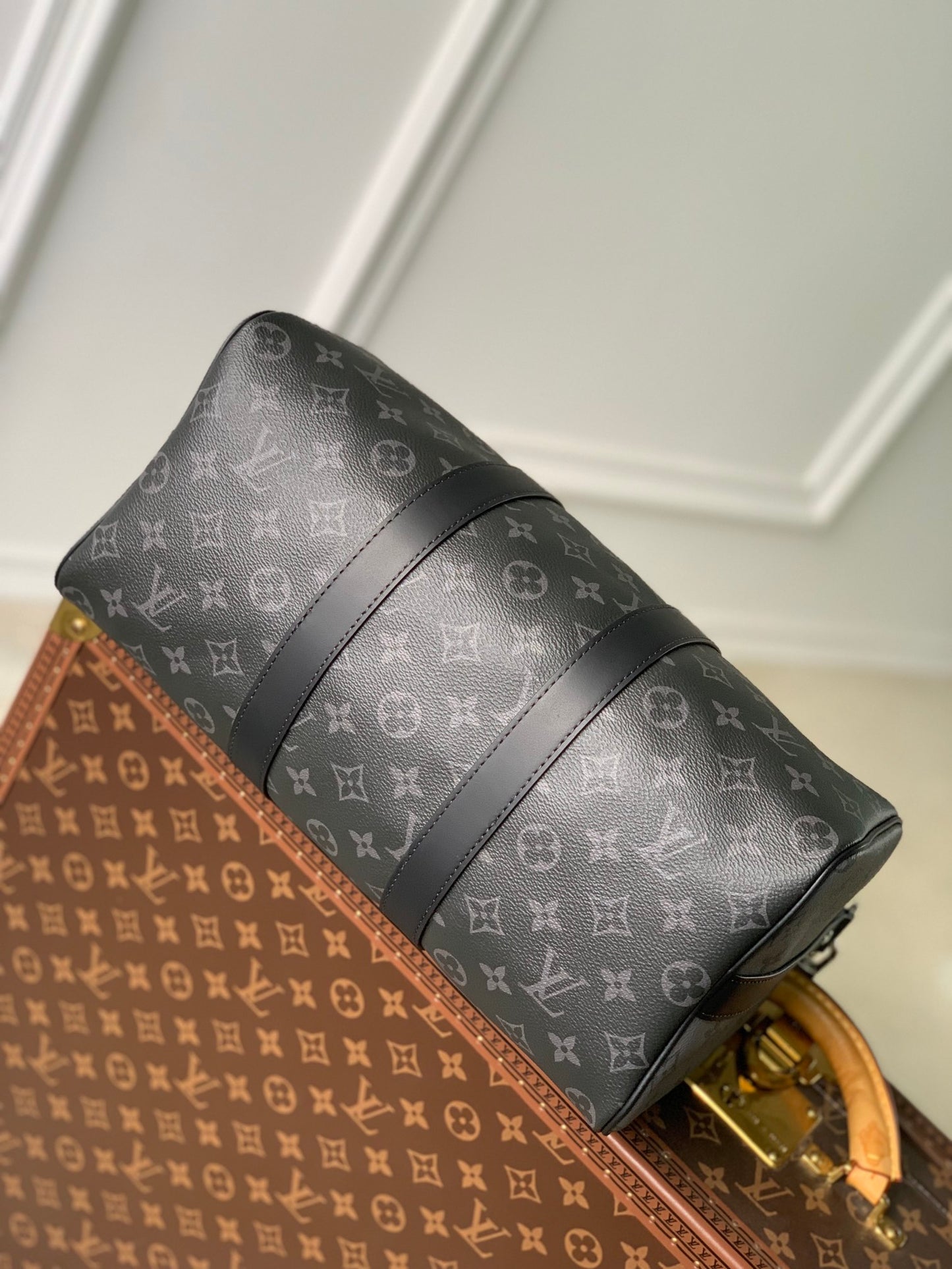 Louis Vuitton Keepall Bandoulière 45 Monogram Eclipse Canvas Travel Bag