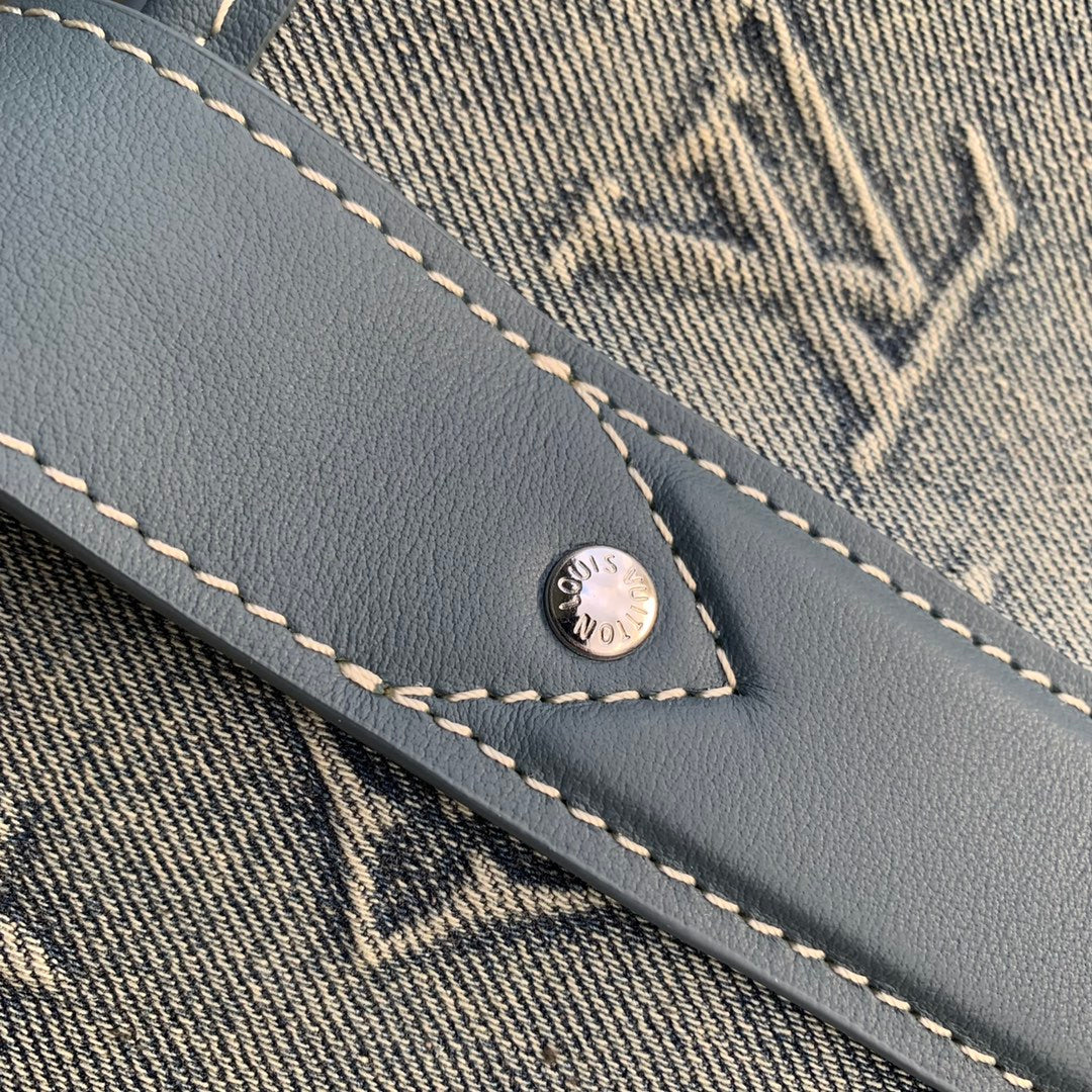 Louis Vuitton Blue Monogram Canvas Laptop Briefcase Bag with Shoulder Strap