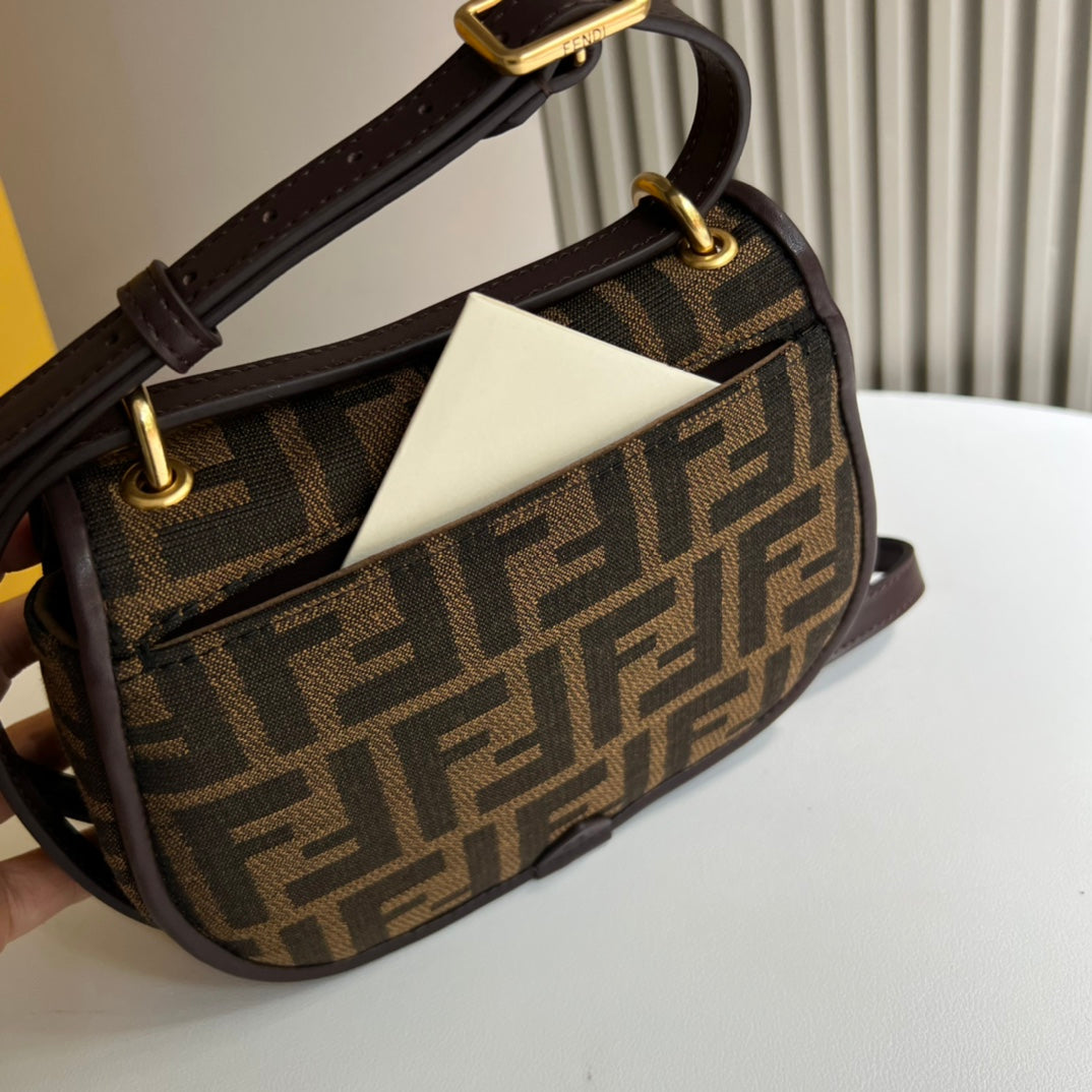Fendi C'mon Small FF Fabric Shoulder Bag - Brown/Tobacco