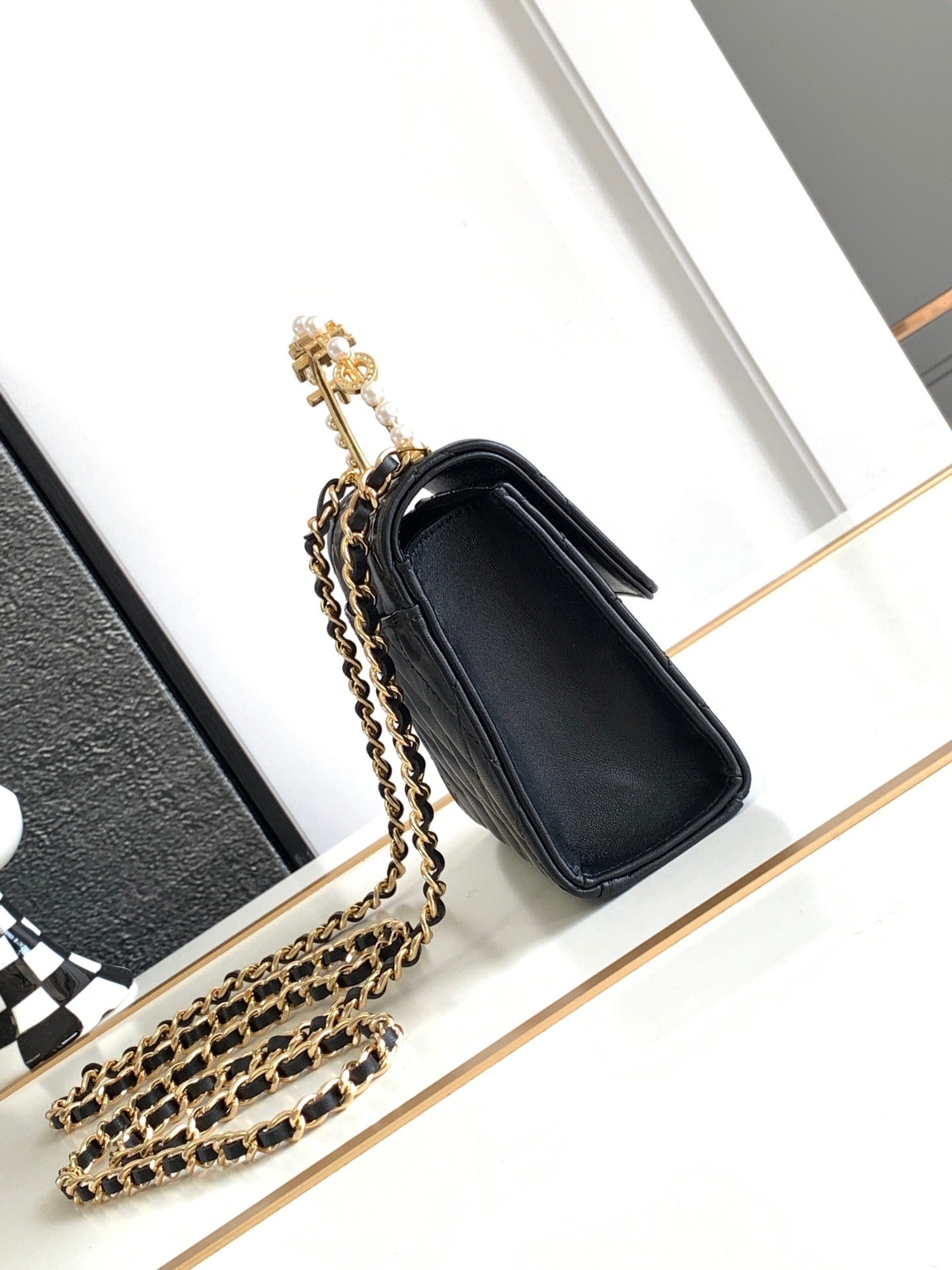 Chanel Quilted Leather Top Handle Bag - Black with Gold Hardware