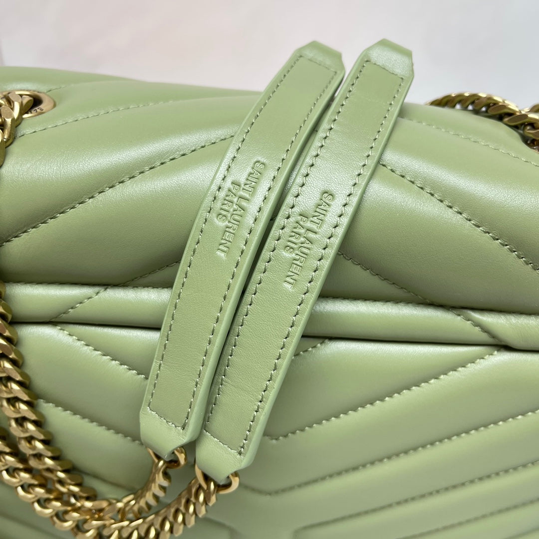 Saint Laurent Loulou Large Bag in Quilted Calfskin Leather - Olive Green