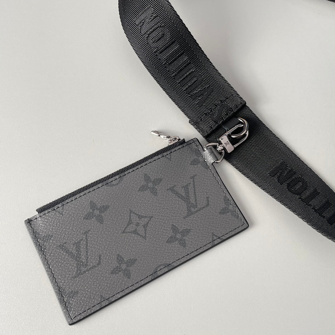 Louis Vuitton Black Monogram Canvas Crossbody Messenger Bag with Removable Pouch