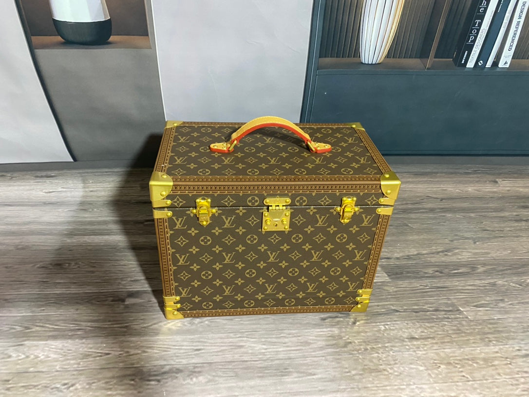 Classic Monogram Hardcase Travel Trunk with Gold Hardware