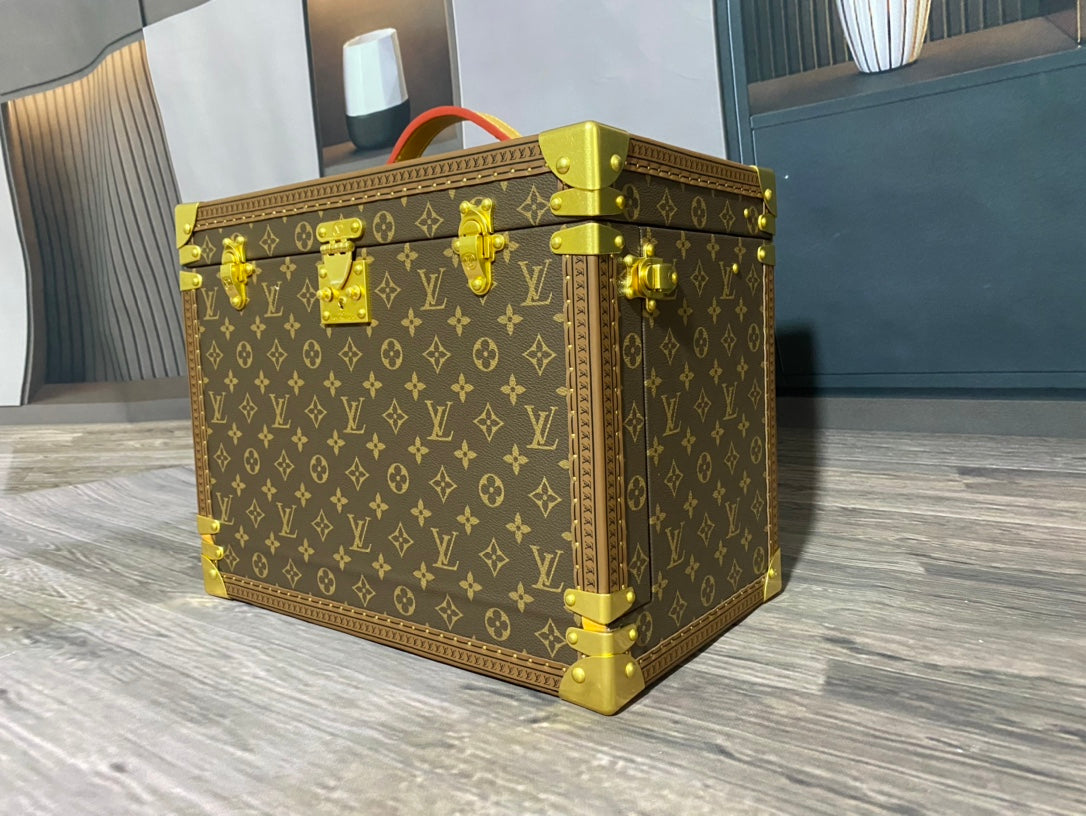 Classic Monogram Hardcase Travel Trunk with Gold Hardware