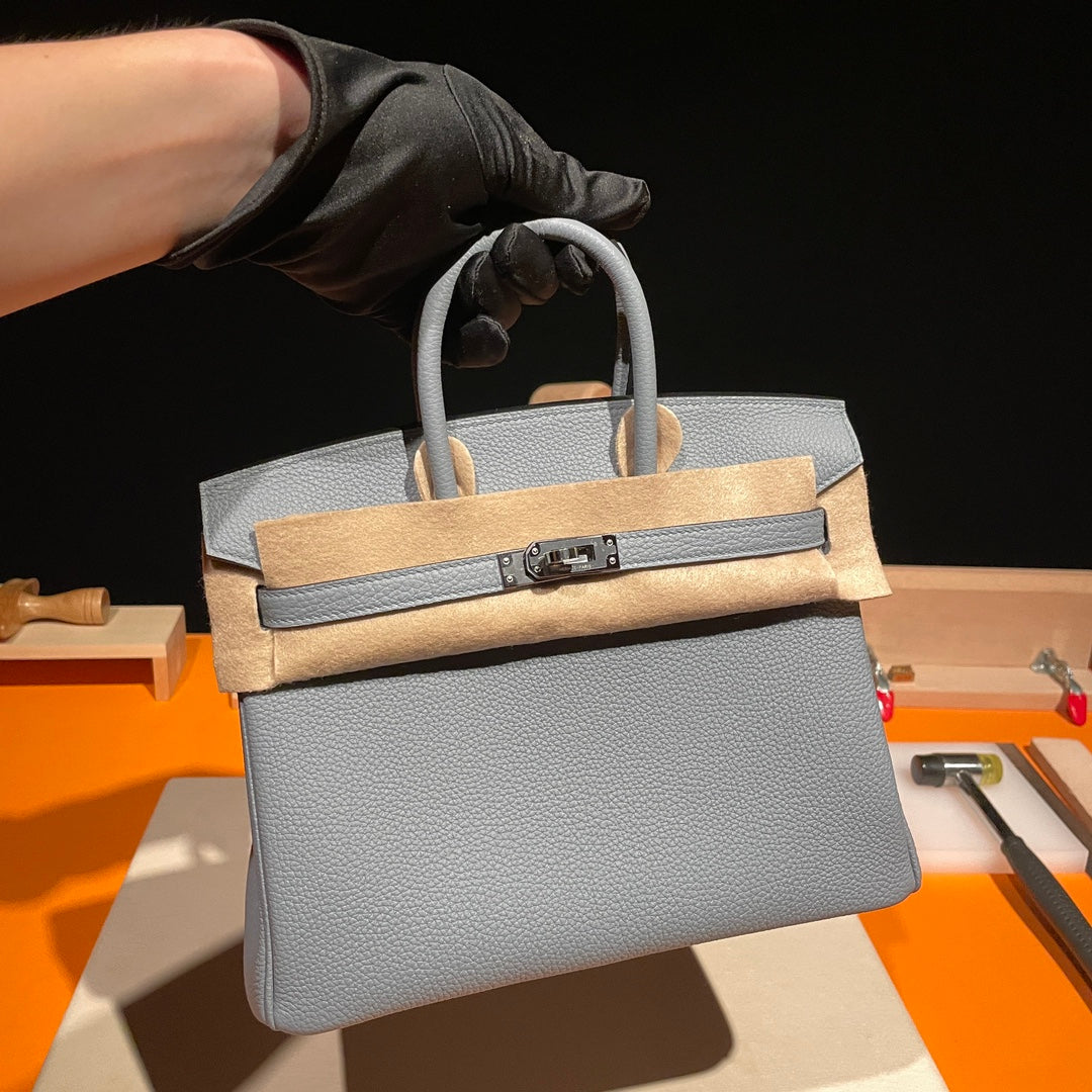 Hermes Birkin 30 Handbag in Pale Blue Togo Leather with Palladium Hardware