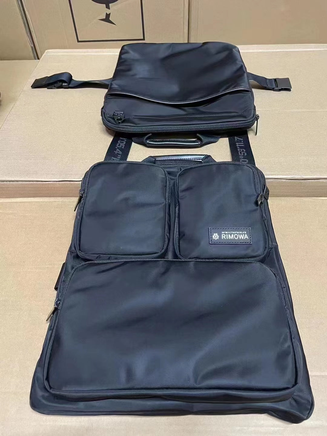 Minimalist Black Multi-Compartment Nylon Travel Backpack