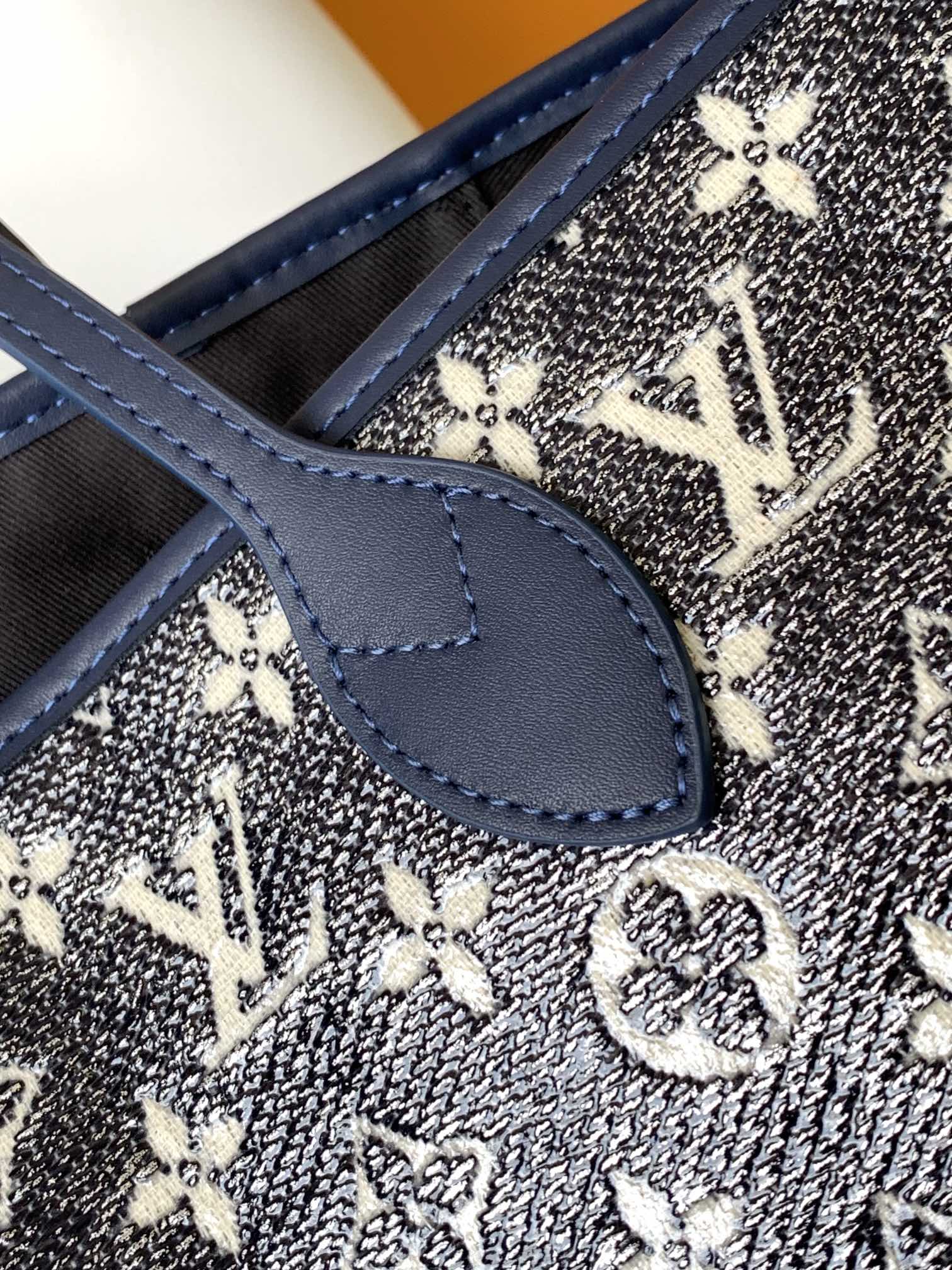 Louis Vuitton Classic Navy Blue Monogram Jacquard Shoulder Tote Bag