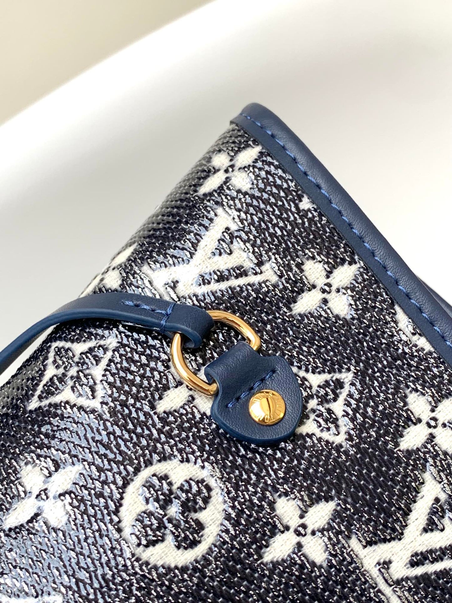 Louis Vuitton Classic Navy Blue Monogram Jacquard Shoulder Tote Bag