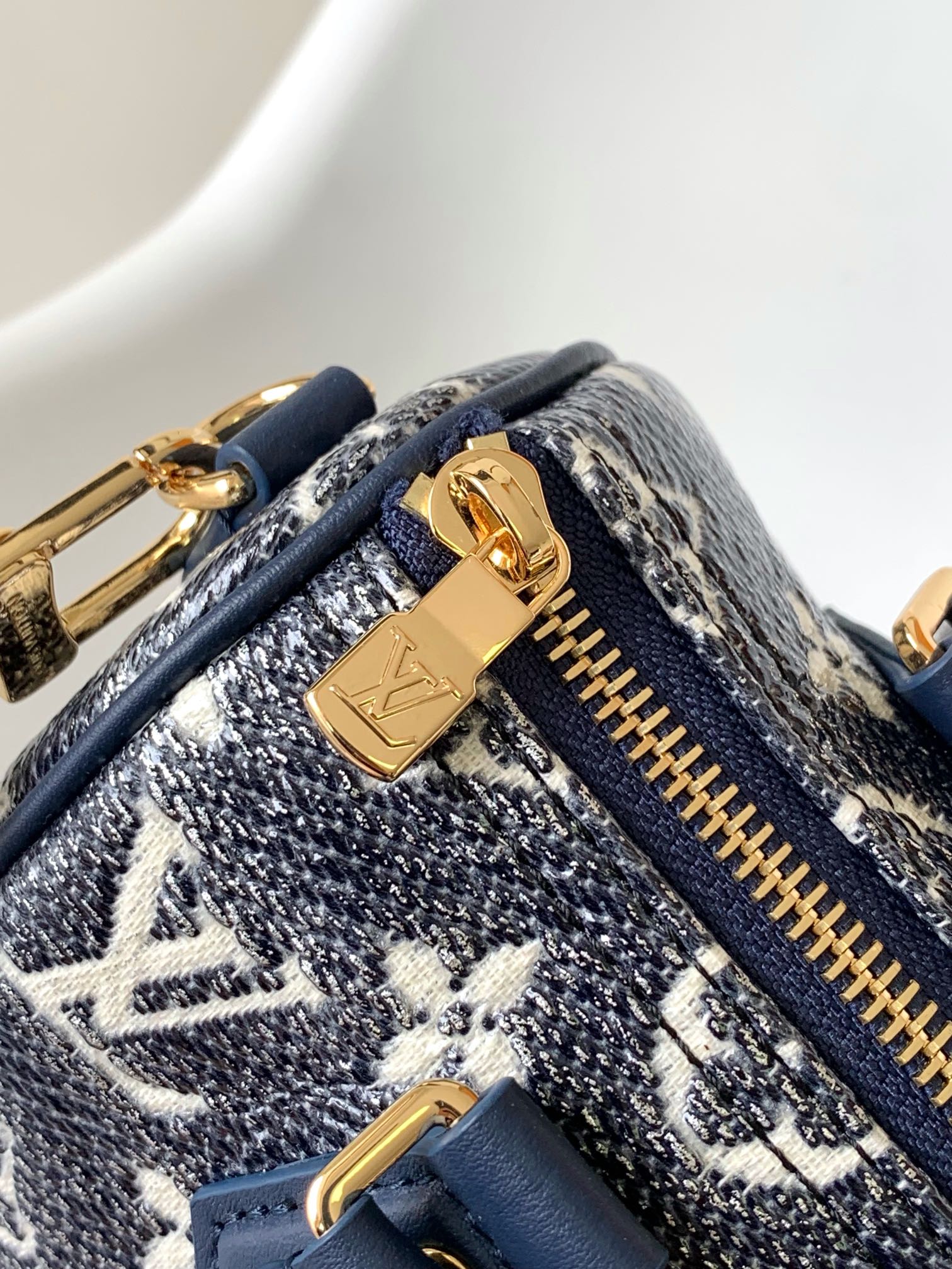Louis Vuitton Navy Blue Monogram Jacquard Mini Duffle Bag with Crossbody Strap