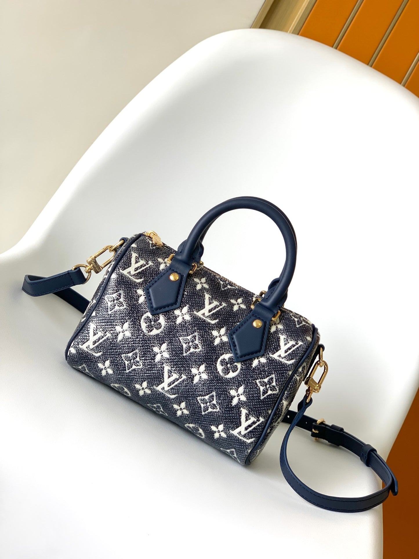 Louis Vuitton Navy Blue Monogram Jacquard Mini Duffle Bag with Crossbody Strap