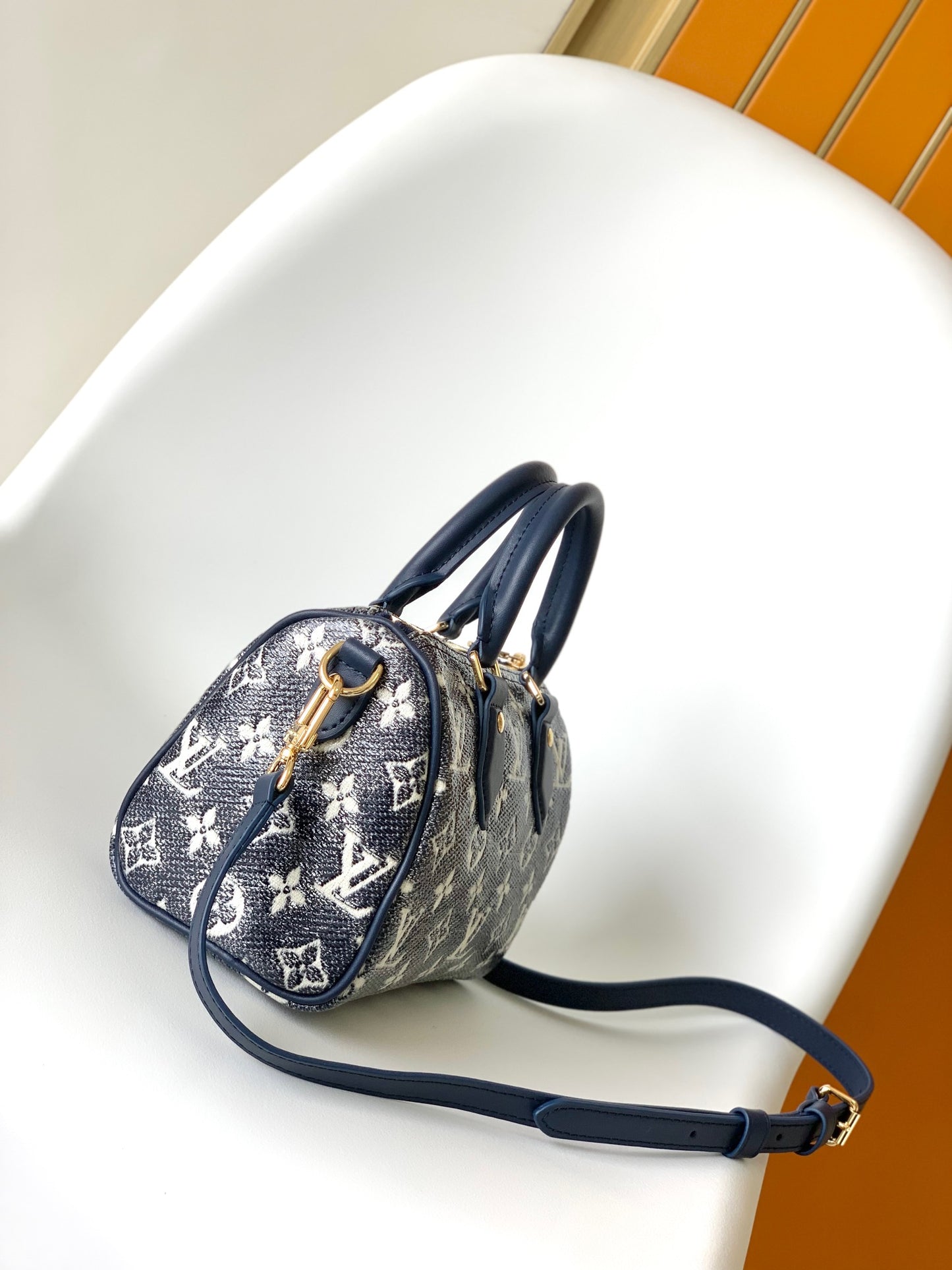 Louis Vuitton Navy Blue Monogram Jacquard Mini Duffle Bag with Crossbody Strap