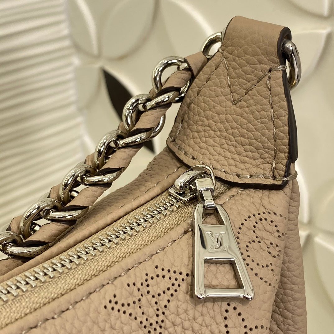 Louis Vuitton Taupe Embossed Monogram Crescent Bag with Chain Strap and Coin Purse
