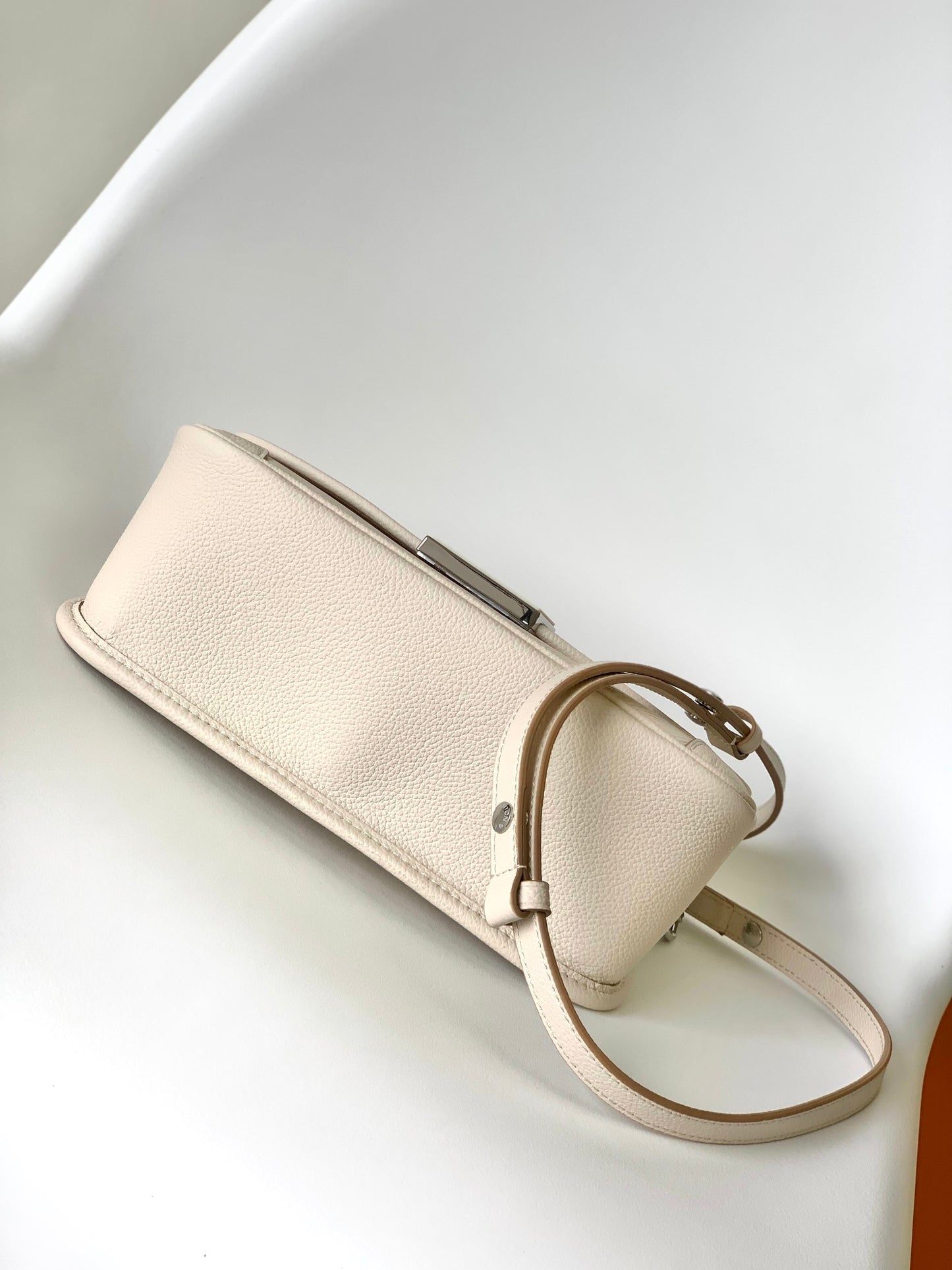 Louis Vuitton Elegant Nude Pink Leather Flap Shoulder Bag for Women