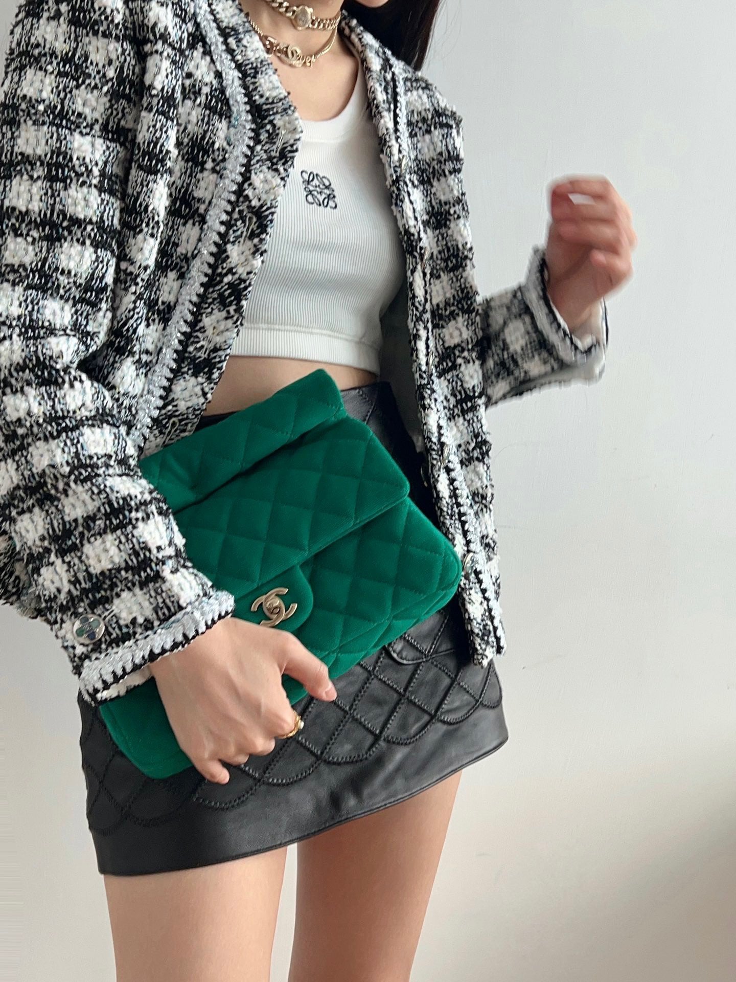 Chanel Classic Quilted Flap Bag - Emerald Green Velvet with Gold-Tone Hardware