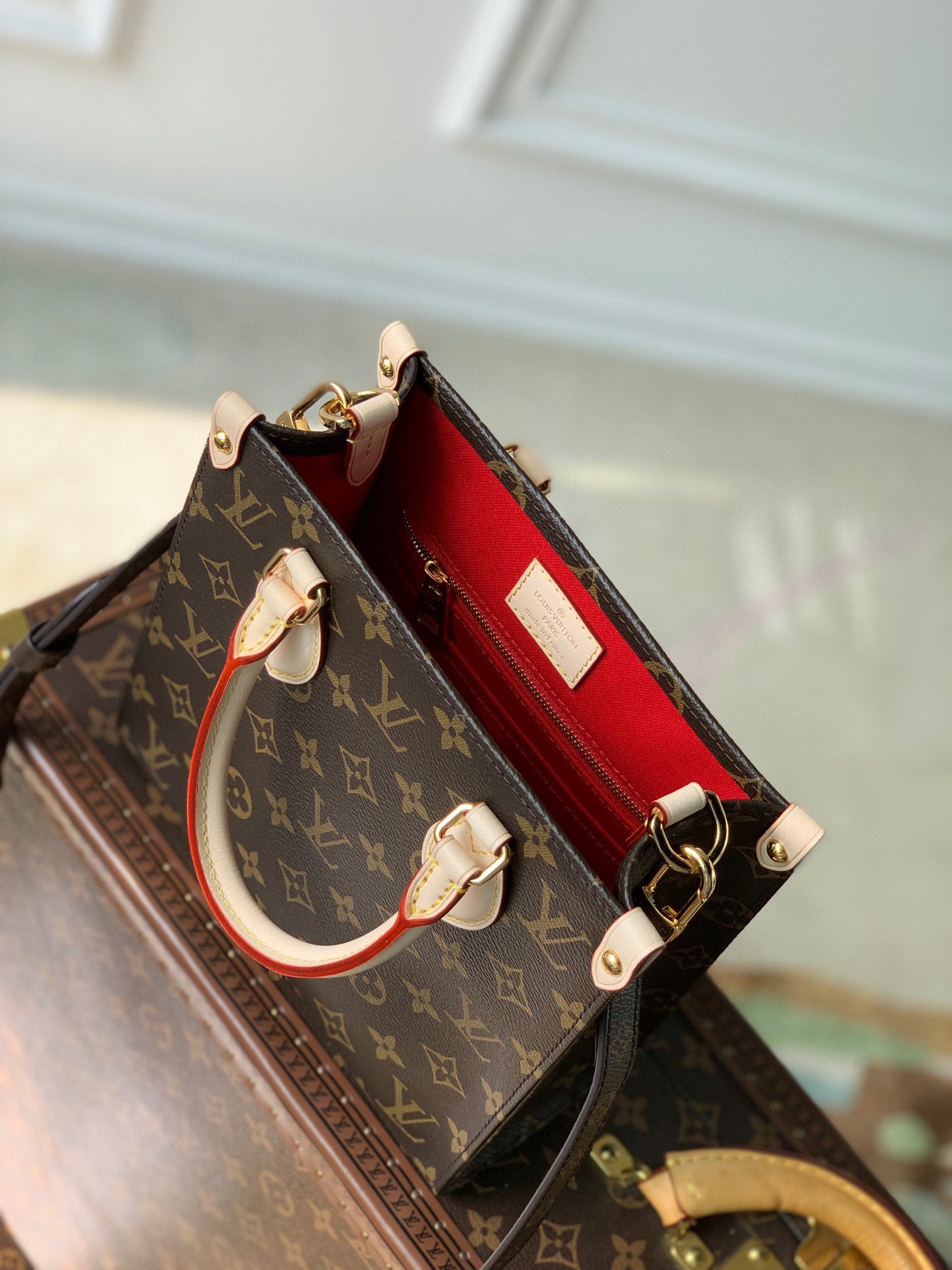 Louis Vuitton Classic Monogram Canvas Mini Tote Bag with Leather Top Handles