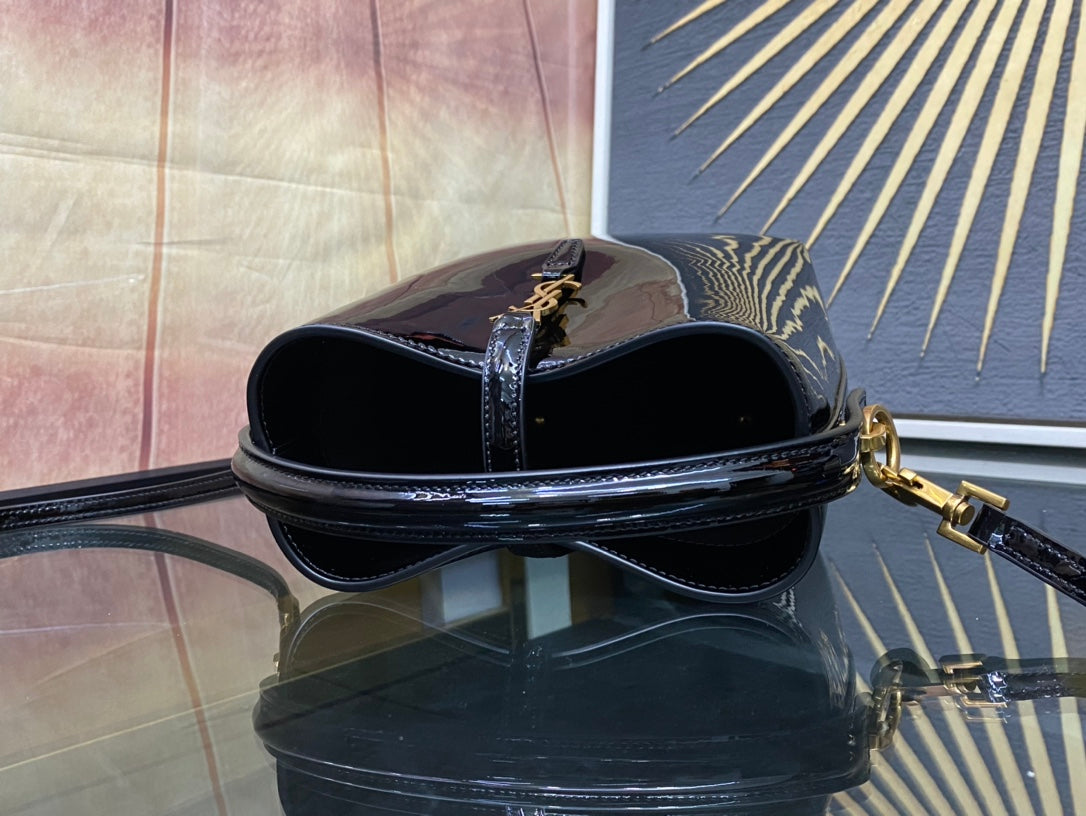 Saint Laurent Mini Le 37 Bucket Bag in Shiny Patent Leather - Black