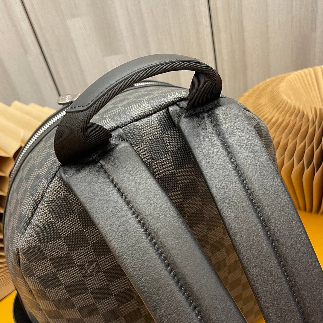 Luxury Damier Graphite Canvas Michael Backpack - Black and Grey Checkered Designer Travel Bag