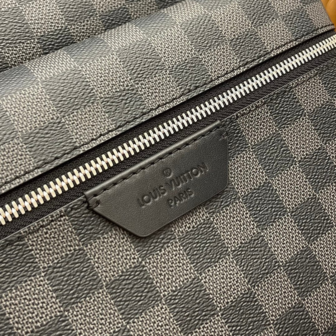 Louis Vuitton Black and Grey Checkerboard Travel Backpack with Zipper Pocket