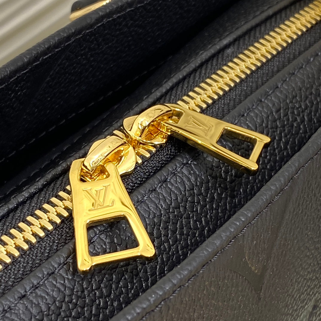 Louis Vuitton Black Embossed Leather Top Handle Shoulder Bag with Gold Hardware