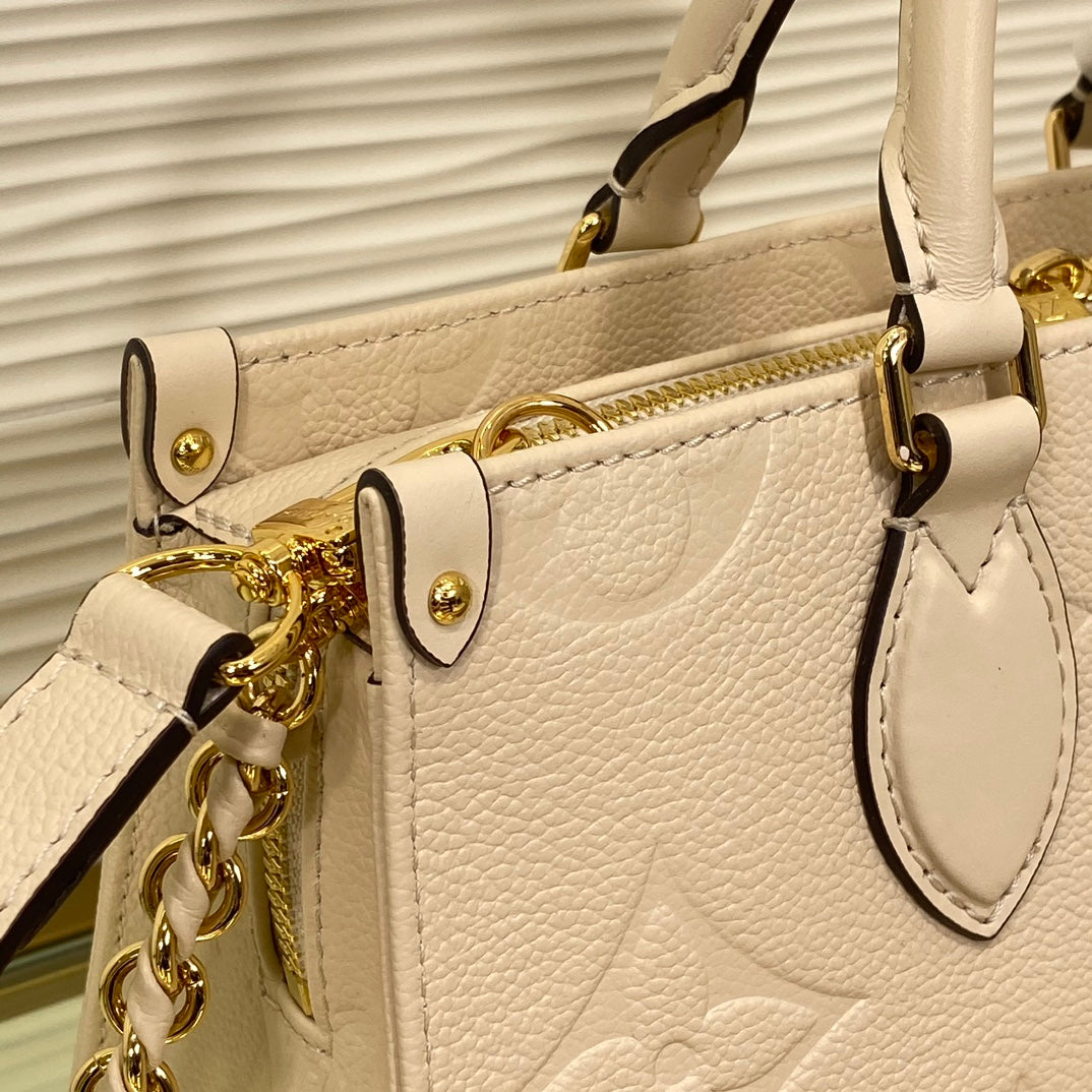 Louis Vuitton Beige Embossed Monogram Leather Top Handle Crossbody Bag