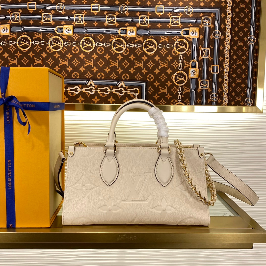Louis Vuitton Beige Embossed Monogram Leather Top Handle Crossbody Bag