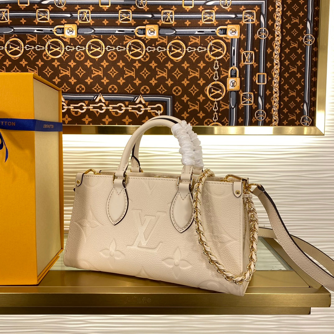 Louis Vuitton Beige Embossed Monogram Leather Top Handle Crossbody Bag