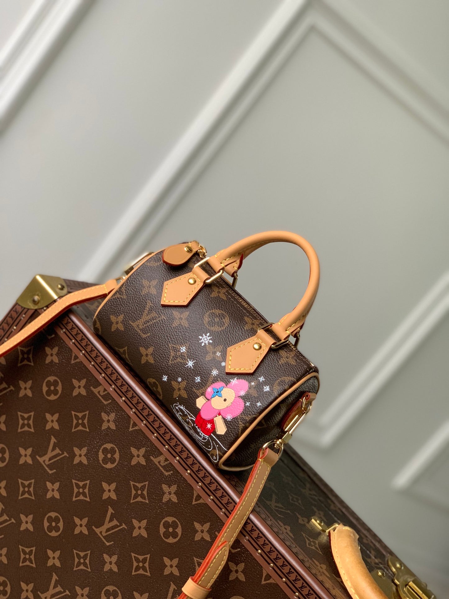 Louis Vuitton Brown Monogram Canvas Mini Duffle Bag with Cartoon Character Print