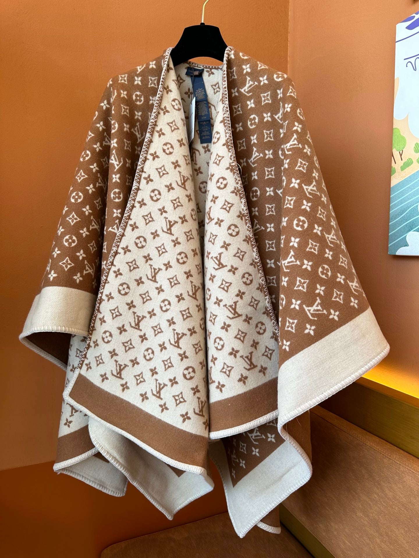 Louis Vuitton Monogram Brown and Beige Wool &amp; Cashmere Throw Blanket