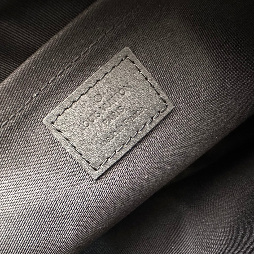 Louis Vuitton Black Embossed Leather Monogram Clutch Bag Zipper Pouch
