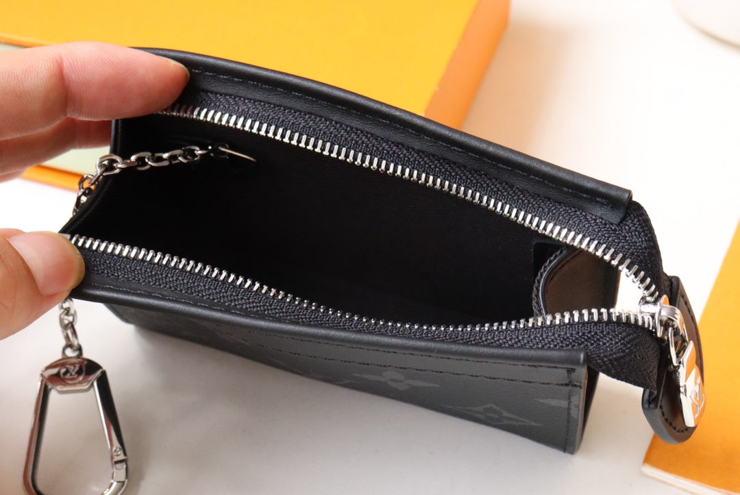 Louis Vuitton Black Embossed Pattern Leather Zip Around Wallet Clutch