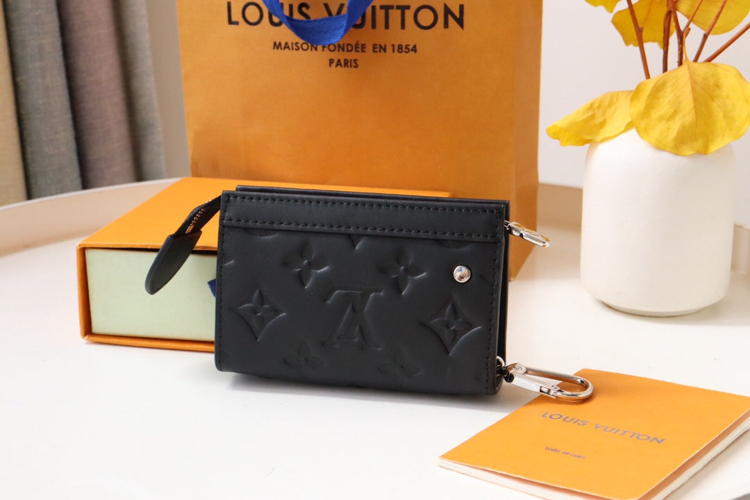 Louis Vuitton Classic Black Quilted Leather Wallet on Chain Crossbody Bag