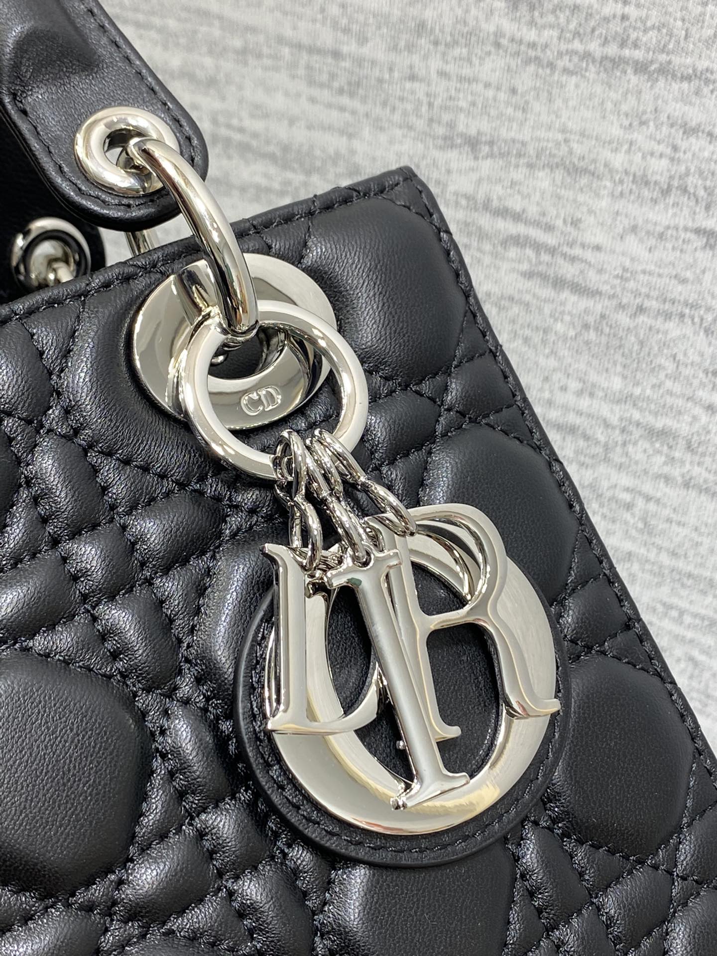 Dior Black Quilted Leather Top Handle Bag with Removable Crossbody Strap