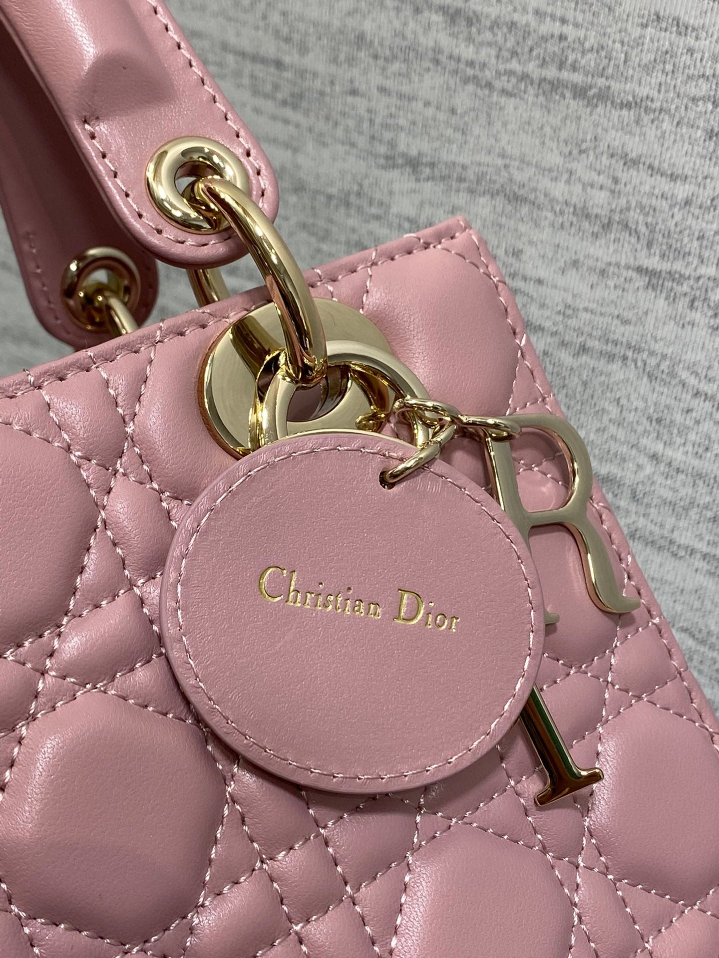 Dior Pink Quilted Leather Mini Top Handle Bag with Shoulder Strap