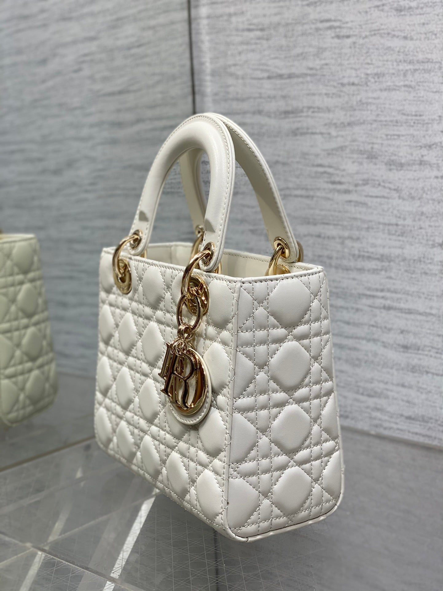 Dior Classic White Quilted Leather Handbag with Crossbody Strap
