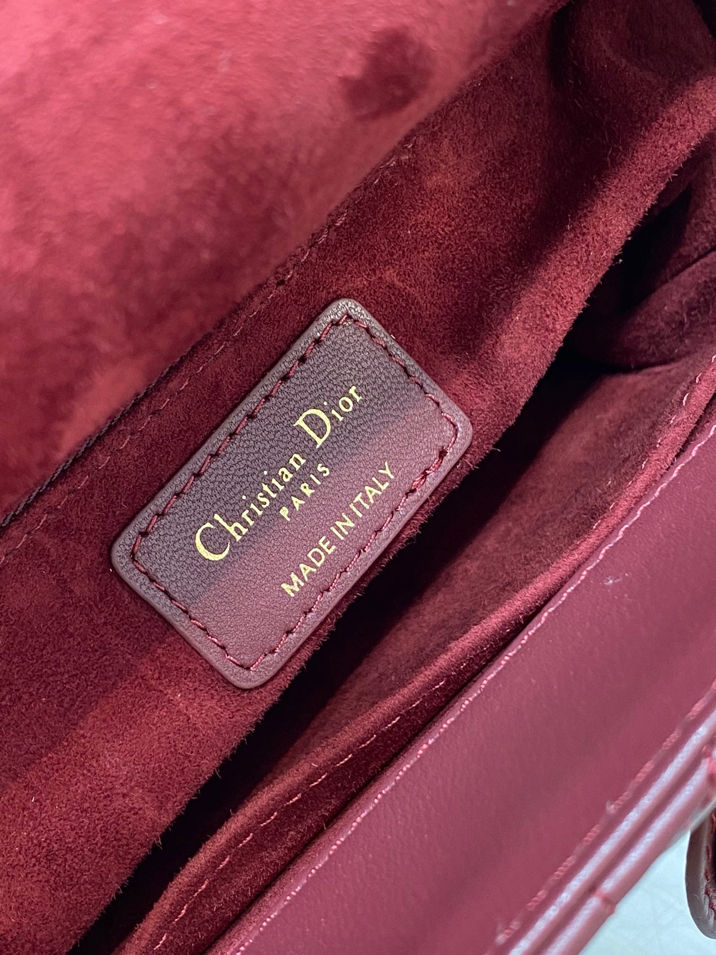 Dior Burgundy Quilted Leather Top Handle Handbag with Crossbody Strap