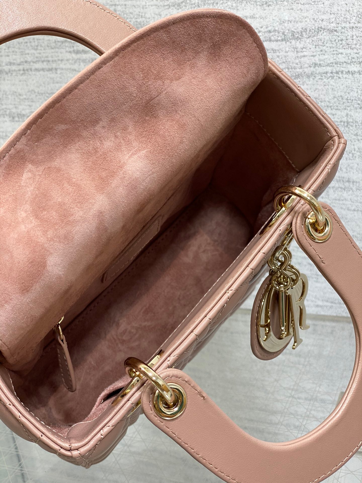 Christian Dior Lady Dior My ABCDior Bag Pink Lambskin Gold-Finish Metal