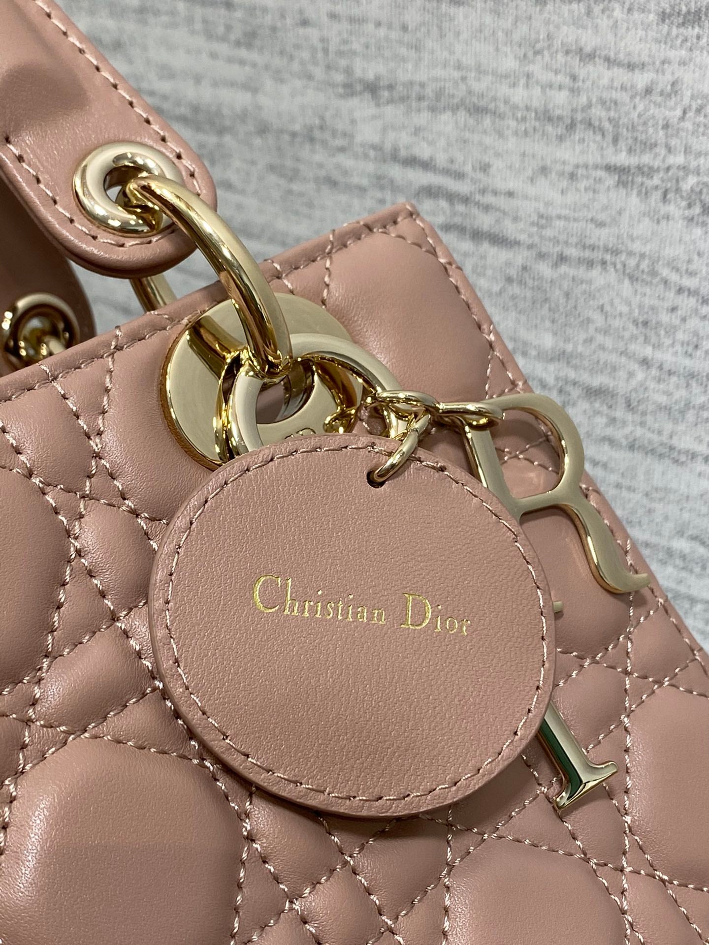 Dior Elegant Blush Pink Quilted Leather Top Handle Crossbody Handbag
