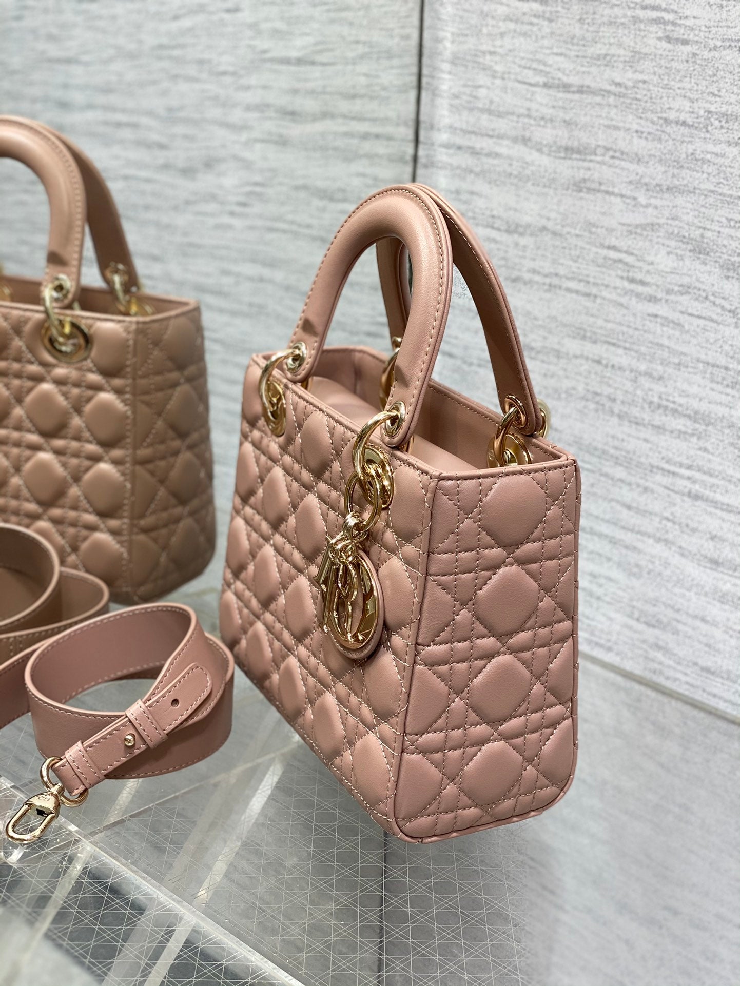 Christian Dior Lady Dior My ABCDior Small Bag - Rose Des Vents Cannage Lambskin